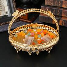 1pc Gold Butterfly Fruit Basket, High-End Luxury Home Decor Tea Table Basket, Large Capacity