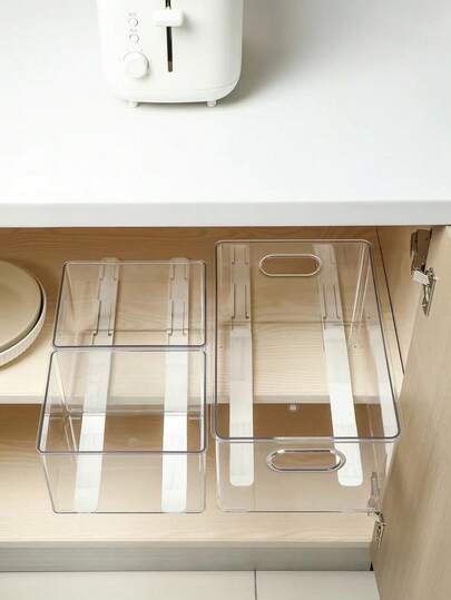 篮式伸缩导轨塑料件，滑动导轨储物篮柜厨房抽屉导轨，抽屉式储物盒滑动导轨，免钻孔侧装轨道，适用于家居装饰、厨房、浴室、办公室和学校宿舍 - 可升级为伸缩轨道配件