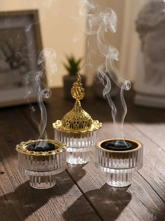 1个/1套 人造立式透明水晶玻璃简约香炉，适用于家居装饰、办公室装饰、婚礼装饰、客厅摆设，可作为斋月礼物、节日礼物、生日毕业礼物、结婚礼物、闺蜜礼物、女士礼物、冬季礼物。