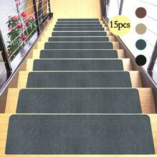 [8/15pcs] Non-Slip Warm Stair Treads - Solid Color Minimalist Wooden Steps - Non-Slip Stair Mats, Self-Adhesive Stair Treads, Non-Slip Stair Treads Suitable For Wooden Steps, 15pcs 22*70cm Indoor Stair Carpet Treads With Reusable Peelable Adhesive, Suitable For Elderly And Pets - Multicolor - View 12