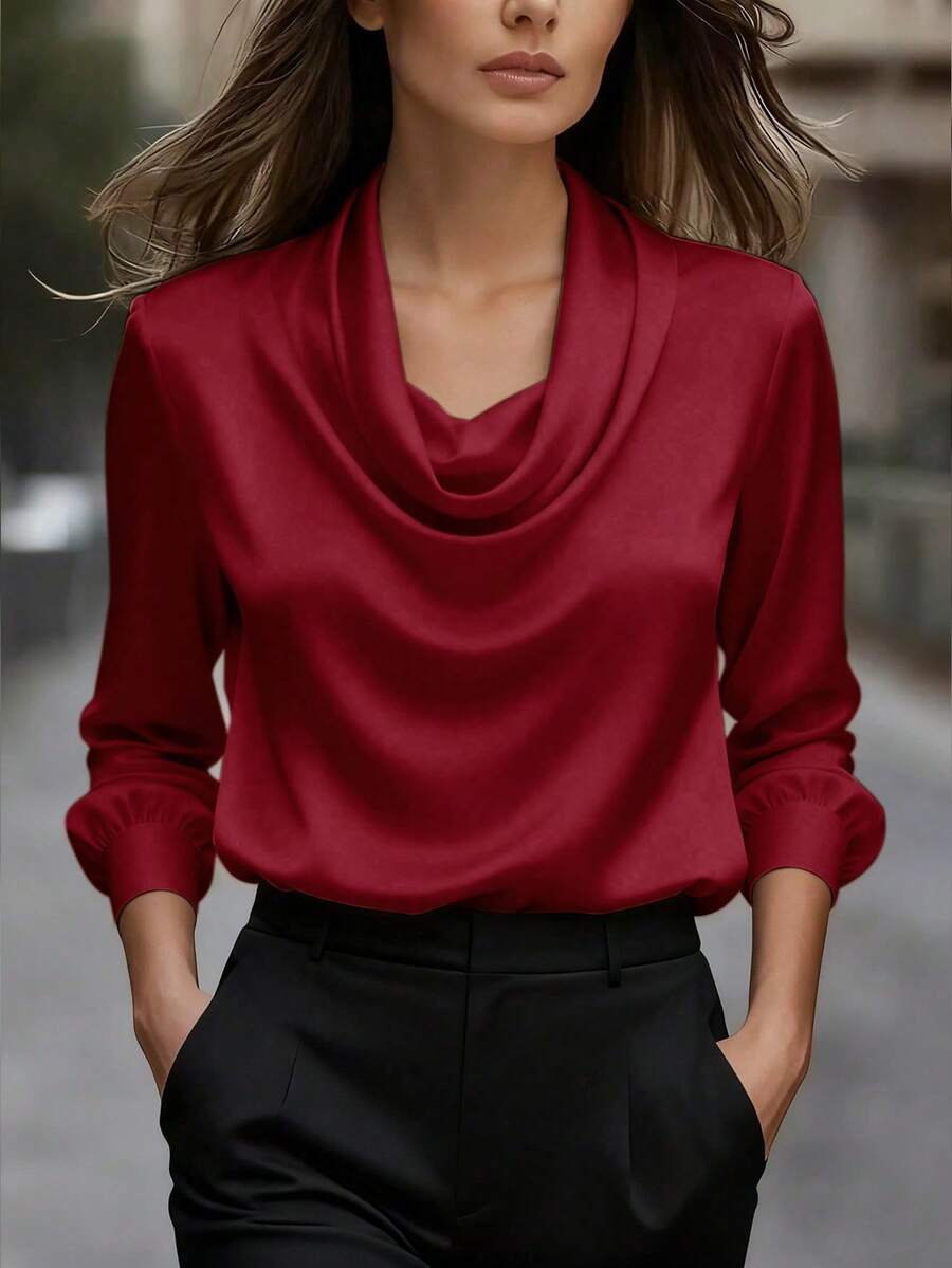 1pc Solid Color Matte Knit Shirt, Suitable For Office, Everyday Wear ...