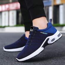 Men's Lightweight Athletic Shoes: Breathable Air Cushion Running Sneakers With Non-Slip Sole & Lace-Up Closure | Durable Abrasion-Resistant Gym Shoes For Jogging, Workouts & Fitness Training | Comfortable Walking Shoes For Active Men.Tenis Para Hombre,Zapatillas De Hombre,Blue Shoes.Navy Blue Shoes. - Màu xanh lam - Xem 8