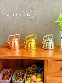 1pc Elegant Mini Metal Vintage Teapot, Water Kettle, 1:12/1:6 Dollhouse Kitchen Accessory Decor, Dollhouse Kitchen Supplies, Suitable For Halloween/Thanksgiving/Christmas/Valentine's Day Interesting DIY Decoration - Multicolor - View 5