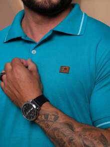 Men's Short-Sleeved, Regular-Length Polo Shirt In Cotton Without Elastane, For Casual Wear. - Jade verde - Ver 4