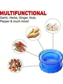 1pc Portable Small-Sized Transparent Blue Plastic Garlic Chopper, Multi-Functional Kitchen Gadget With Built-In Grinder, Durable Food Prep Tool, Easy-To-Clean Vegetable Mincer, Compact Storage Container, Reusable Cooking Accessory, Efficient Garlic Crusher, Ideal For Christmas Decorations, New Year Daily Cooking & Holiday Meal Prep Scenes - Multicolor - View 3