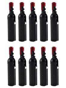 1/5/10个装啤酒瓶起子，冰箱贴，创意葡萄酒瓶起子，瓶形多功能厨房开瓶器，二合一开瓶器，可折叠香槟冰箱贴葡萄酒瓶形开瓶器 - 黑色 - 查看 9