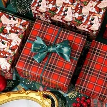 Vintage Wrapping Paper Roll - Brown Kraft Paper 17 Inchx33ft - With Cutting Line, Hand - Drawn Holiday Elements, Xmas Wrap Presents, Table Decor Crafting - 復古聖誕老人聖誕節 - 查看 7