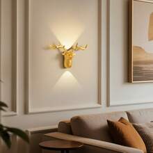 Lámpara de pared con sensor de movimiento con forma de cabeza de ciervo - Luz de pared LED inalámbrica recargable por USB, luz nocturna de inducción de 1200mAh, para oficina/dormitorio/escaleras, decoración navideña/de Halloween para habitación - Multicolor - Ver 10