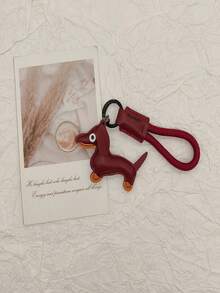 1个迷你卡通腊肠犬钥匙扣挂件，PU材质，可爱腊肠犬造型，可作腕带、车钥匙链、背包装饰、动物背包挂饰、狗狗配饰，适合母亲节、父亲节、情人节等节日作为装饰挂件小礼物 - 彩色 - 查看 12