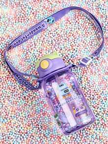 1pc650ml儿童水瓶适合男孩和女孩学校便携式载体带吸管杯学生返校水杯适合学生返校使用