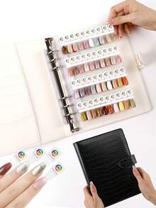 80 Nail Colors Magnetic Display Book With Binder, Detachable Nail Color Chart Book Nails Color Sample Exhibition Album With Nail Tape And Nail Tips - Multicolor - View 2