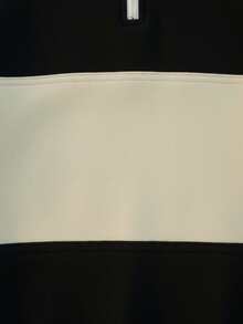 1pc Men's Casual Half-Zip Half-Placket Contrast Color Patchwork Long Sleeve Sweatshirt - Black - View 7