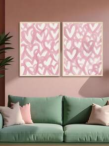 Conjunto de 2 Impressões de Corações Rosas, Arte de Parede de Corações Abstratos, Decoração de Parede Feminina e Elegante, Pôster Rosa, Arte de Impressão de Coração Rosa Brilhante, Presentes do Dia dos Namorados, Presentes para Casais, Decoração de Quarto, Decoração de Escritório, Decoração de Dormitório, Artes de Parede, Decoração de Parede, Decoração Doméstica, Decoração de Quarto, Arte em Tela, Pôsteres, Sem Moldura