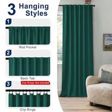 Christmas Blackout Curtains 84 Inches Long 2 Panels, Thermal Insulated Window Treatment Sewn With Tiebacks, Back Tab & Rod Pocket Emerald Green Draperies For Living Room Bedroom, 52inch Wide,52inchWx84inchL(Packof2),EmeraldGreen - 翡翠綠 - 查看 5