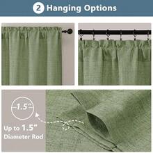 Chyhomenyc Green Valance For Windows, Light Filtering Faux Linen Slub Textured Small Kitchen Valance, Rod Pocket Top Window Short Curtain For Bathroom Basement Farmhouse, 60Wx14L Inch,60inchWx14inchL(Packof1),Green - Green - 查看 8