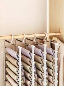 Conjunto de 1 Cabideiro de Calças em Liga de Alumínio, Organizador de Guarda-Roupa Compacto para Armazenar e Organizar Roupas, Lenços e Jeans, Essencial para Dormitórios, Universitárias e Casa