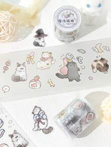 1卷宠物闪光胶带，可爱猫咪系列，适用于礼品、办公、家居、标记、标签、教室、娱乐玩具、学生计划本、创意复古装饰DIY材料 - 彩色 - 查看 6