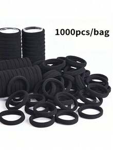1000/600/500/300/200/100/50/20/10pcs/Pack Solid Color Hair Ties, Easily Create Elegant Hairstyles: Black Elastic Hair Bands, Suitable For Daily Fashion Matching. Designed For Various Hair Types, Providing Comfortable Non-Slip Fixing Effect. Whether Ponytail, Bun Or Braids, They Can Be Easily Handled. Add A Touch Of Elegance To Your Daily Styling, Simple And Timeless. Head Accessories Gym Sport Running Outfit Rubber Bands - Black - View 20