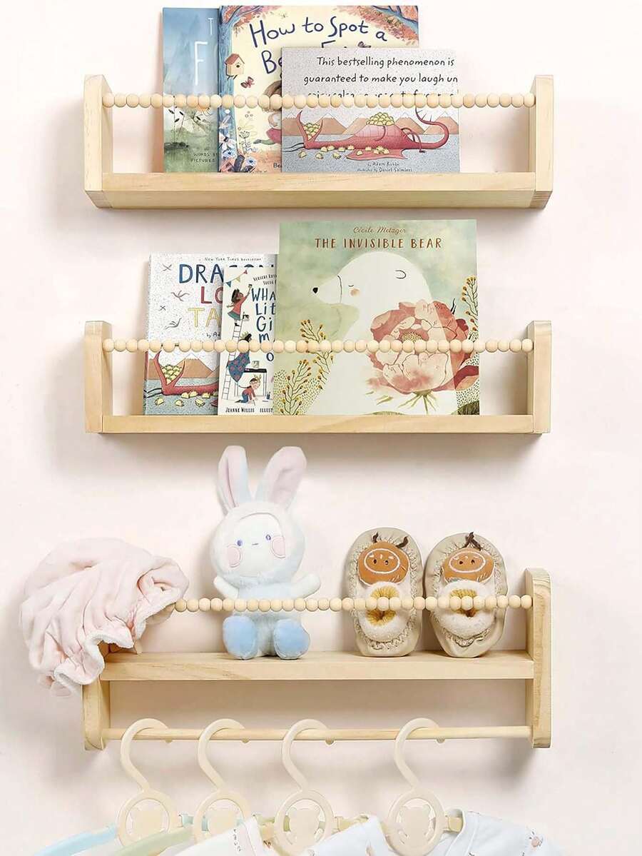 3/1pc Nursery Floating Shelves, Minimally Designed Wall Mounted Storage Rack, Wall Mounted Student Bookshelf, Children's Bookshelf, Picture Book Rack, Kindergarten Bookshelf - Multicolor - View 1