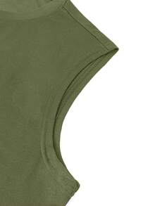 Men's Casual Letter Print Tank Top, Summer - Army Green - View 4