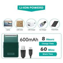 Máquina de afeitar eléctrica VGR V-376 profesional, recíproca y portátil para recorte de precisión, para hombres, para usar en casa o en movimiento - Multicolor - Ver 6