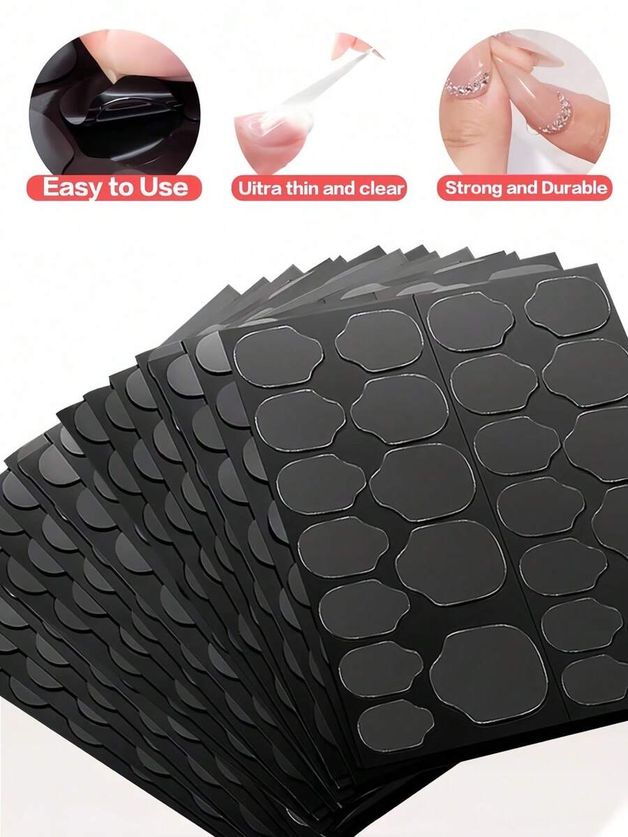 480片/360片/240片/120片，新款果冻胶，UV果冻美甲贴，双面果冻按压式美甲贴，UV固化美甲胶，不脱落，防水，持久耐用，可佩戴假指甲，需固化 - 無色 - 查看 1