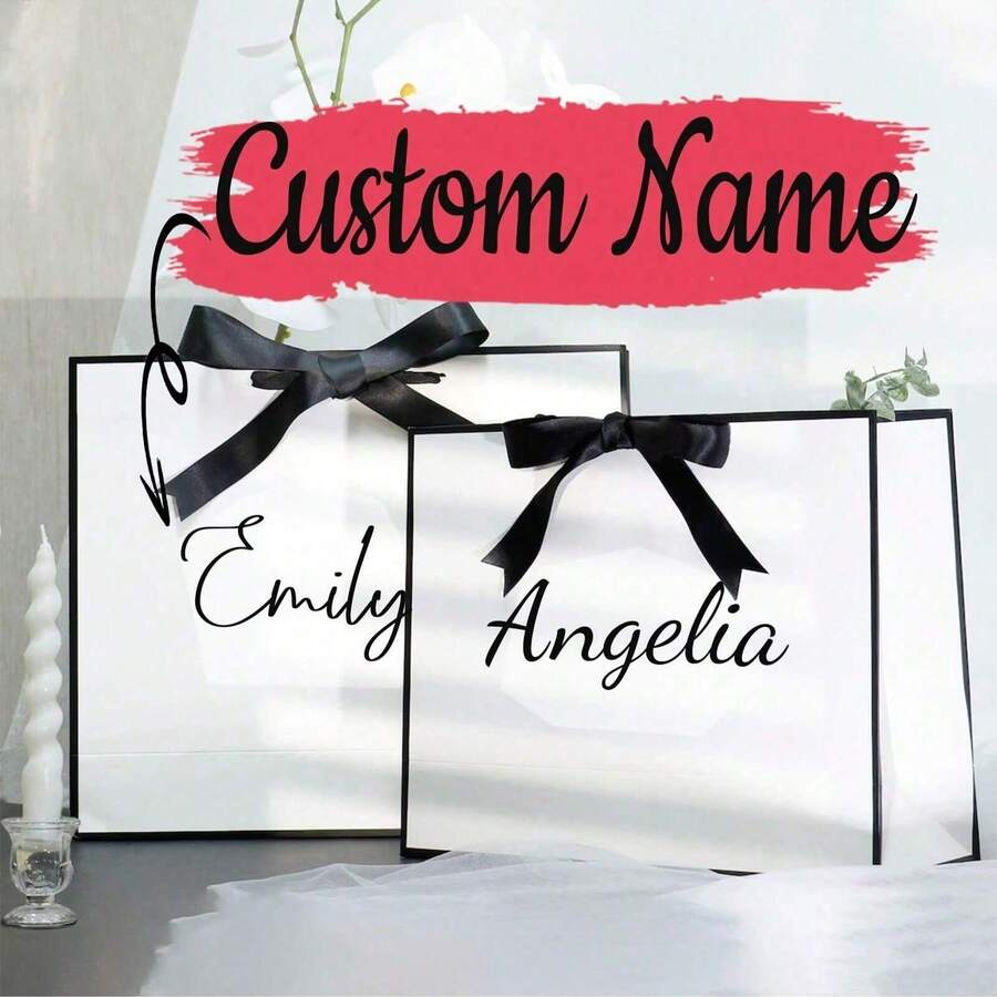 1-10pcs Customized Name Gift Bags With Ribbon Bow, Ribbon Cord Gift Bags, Valentine's Day Decor And Valentine's Day Gift Bags, Customized Groomsman Bridesmaid Wedding Party Gift Bags, Party Favor Bags, Gift Box Alternatives, Thank You, Birthday, Gift, Valentine's Day, Wedding, Mother's Day, Father's Day, Anniversary, Party, Housewarming, Engagement, Bridesmaid Gift Bags, Personalized Gifts, Wedding Party Favors, Home & Living - Multicolor - View 1