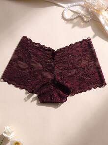 4条装女士性感蕾丝拼接低腰三角裤，中腰无缝设计，柔软透气，收腹提臀，弹力面料，适合瑜伽、运动和日常穿着 - 彩色 - 查看 3