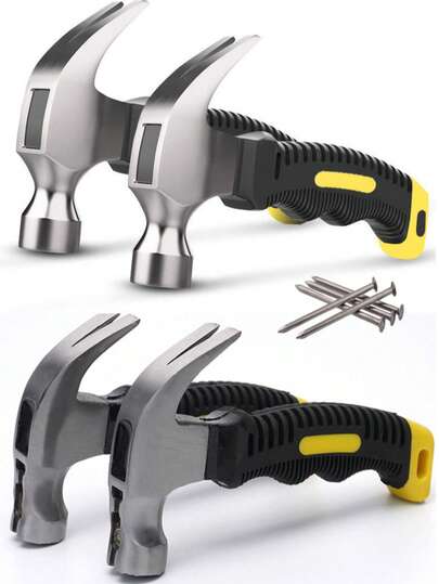 迷你羊角锤，橡胶手柄，家用便携式铁锤，适用于木工和拔钉。