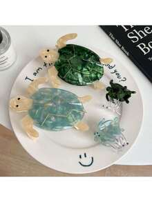 1 pièce Pince à cheveux en acrylique de la série Océan, en gros transfrontalière, tortue, poisson tropical, baleine, accessoires de cheveux faits main, pinces à cheveux mignonnes polyvalentes pour l'extérieur, nouvelle série Océan Pinces à cheveux tortue, Accessoire de mode pour cheveux Vacances d'été à la plage - Multicolore - Voir 7