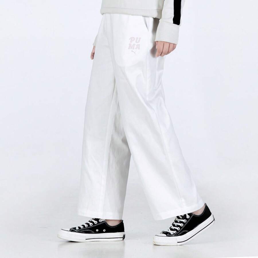 Puma 女款 2026 春季新款基础休闲宽松阔腿裤，舒适款 536754-99 - 白色 - 查看 1