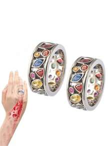 1 pezzo Anello in quarzo cristallino, Anello in quarzo cristallino Torina da donna, Anello multicolore con strass cavi, Gioiello minimalista delicato, Anello alla moda bicolore con inserti per le donne