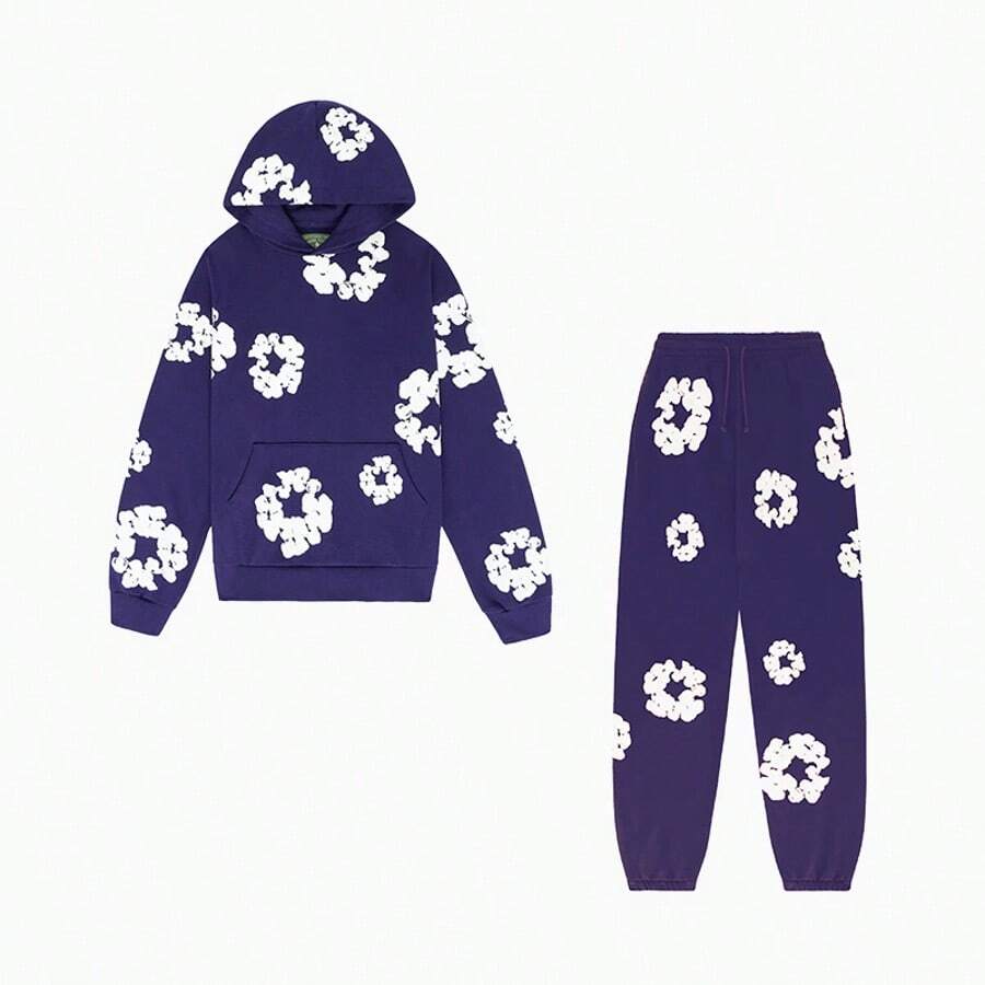 Denim Tears Cotton Wreath Sweatpants & Hoodie Set | Loose Drop Shoulder Sweatshirt, High-End Cotton Urban Street Style For Men & Women - 查看 1