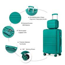 Lightweight 2 Piece Cabin Suitcase Set 20 Inch Carry On Luggage With Vanity Case ABS PC Hard Shell Spinner Wheels TSA Lock YKK Zipper For Travel - Teal Green - View 5