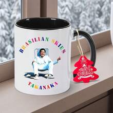 Takarugi Yaji Brazilian Sky Ceramic Mug - 11 Oz/350 Ml Reusable Coffee Mug With Brazilian Sky And Takarugi Yaji Character Design, Hand-Painted Appearance, Non-Slip Round Beverage Cup, Suitable For Tea/Cocoa, Perfect Birthday/Christmas/Holiday Gift - 粉色 - 查看 5