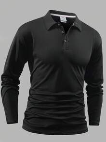 3 chiếc áo thun polo tay dài màu trơn nhẹ thoáng khí phong cách bạn trai dành cho nam, chạy bộ, tập thể dục, mùa xuân/thu - Nhiều màu - Xem 3