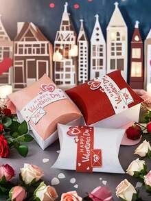 25个心形枕套礼盒装，多种颜色可选，纸质材质，适用于婚礼、周年纪念、生日、节日礼物、情人节礼物、情人节装饰和情人节派对。 - 彩色 - 查看 7