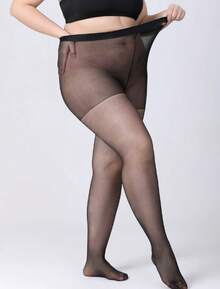 1pc Plus Size High Elasticity Ultra-Durable Pantyhose Women, Cozy - 黑色 - 查看 4