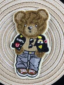 Parche bordado de oso marrón de dibujos animados, diseño único para ropa y accesorios DIY, vaqueros, vestidos, adorable aplicación bordada de dibujos animados - Multicolor - Ver 7