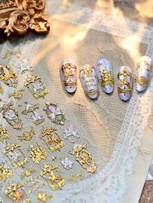 奢华金色神话骏马美甲贴纸，烫金美甲装饰美甲用品 - 金色 - 查看 4