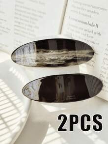 2pcs Women's Fashion Acrylic Flat Design 9.8CM Oval Hair Clips Hair Accessories, Low Ponytail Spring Clip, Simple Hairpin Accessories,Back Of The Head Hair Clip, Suitable For Girls With Short Hair Volume, Daily Wear, Festival Gift, Claw Clips, Hair Slide, Hair Barrettes - Multicolor - View 7