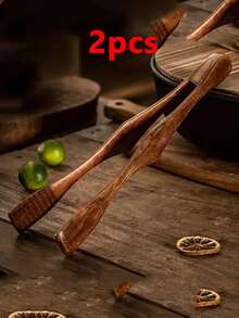 1个木制牛排夹，耐高温厨房食品水果面包煎炸烧烤夹，意面夹 - 彩色 - 查看 10