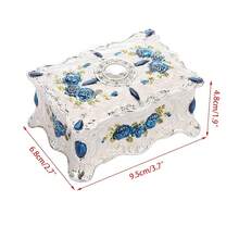 Hipiwe Vintage Trinket Box Metal Jewelry Box Wedding Ring Box Keepsake Box Treasure Box Chest Ornate Antique Finish Engraved Box Case Small,Small,Silverywhite - 銀白色 - 查看 4