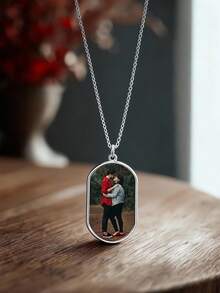 Vòng cổ mặt dây chuyền hình bầu dục màu sắc được cá nhân hóa tùy chỉnh, Món quà lý tưởng cho Ngày của Mẹ, Ngày lễ tình nhân, Sinh nhật, Lễ kỷ niệm, Bạn bè, Bạn cùng lớp, Tốt nghiệp, Giáng sinh, Gia đình, Quà tặng cao cấp - Bạc - Xem 4