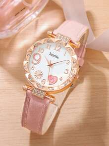 6/5 piezas Reloj de cuarzo elegante con esfera en forma de corazón con diseño de fuegos artificiales, adecuado para que las mujeres lo usen, combinado con un conjunto de joyería de mariposa que incluye collar, pulsera, anillo y aretes, perfecto como regalo de cumpleaños/festivo para mujeres, adecuado para la vida diaria como volver a la escuela, fiestas y viajes. Regalos de Navidad, temporada de graduación, Día de San Valentín, regalos perfectos para damas - Multicolor - Ver 5