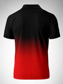 Men's New Lightweight Breathable Short Sleeve Polo T-Shirt, Summer Sports - Red - View 3