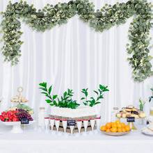 1/2 قطعة غيرلاند من أوراق الأوكالبتوس الزائفة بطول 175 سم مع أزهار بيضاء وأوراق أوكالبتوس فضية وجبسوفيلا، غيرلاند من النباتات الاصطناعية للزفاف وحفلات الطاولة والديكور المنزلي - ورقة التفاح قصب أخضر - مشاهدة 5