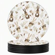 6 قطع من أغصان الأوكالبتوس وأكواب بيض عيد الفصح، ذات ظهر مطاطي مانع للانزلاق، ديكور طاولة المطبخ الربيعي، مناسبة للاستخدام الداخلي والخارجي في ديكور المنزل، بقطر 4 بوصات