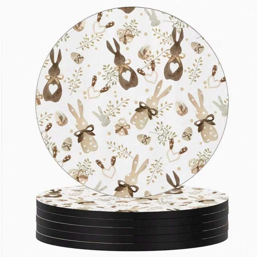 6 قطع من أغصان الأوكالبتوس وأكواب بيض عيد الفصح، ذات ظهر مطاطي مانع للانزلاق، ديكور طاولة المطبخ الربيعي، مناسبة للاستخدام الداخلي والخارجي في ديكور المنزل، بقطر 4 بوصات