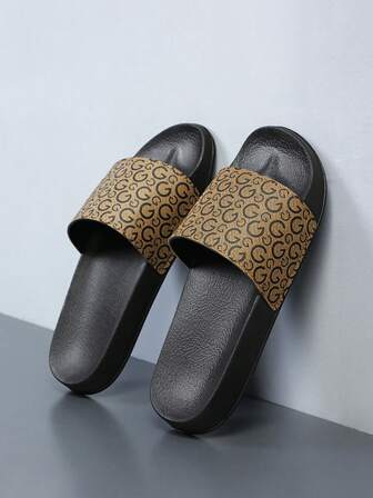 Unisex enkla mode öppna tå glidande sandaler, EVA mjuka sula badrum strandtofflor för inomhus- och utomhusbruk, bekväma avslappnade lätta halkfria utomhustofflor för män